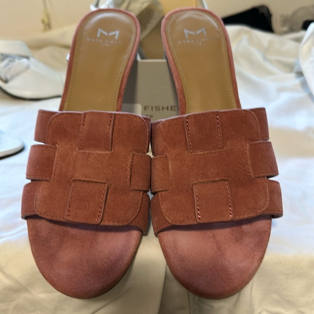 Marc Fisher light pink suede sandals, size 9